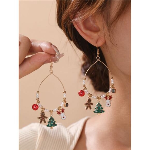 Super Cute Festive Christmas Water Drop Earrings - Picture 1 of 2